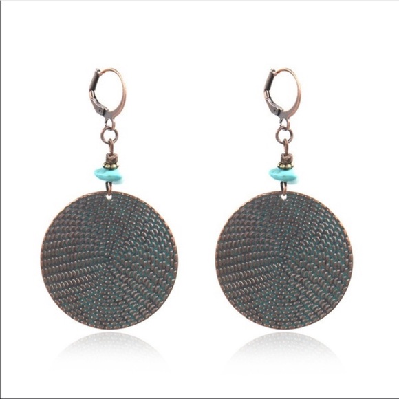 Bohemian claw hook mandala tribal patina earrings - Picture 4 of 7